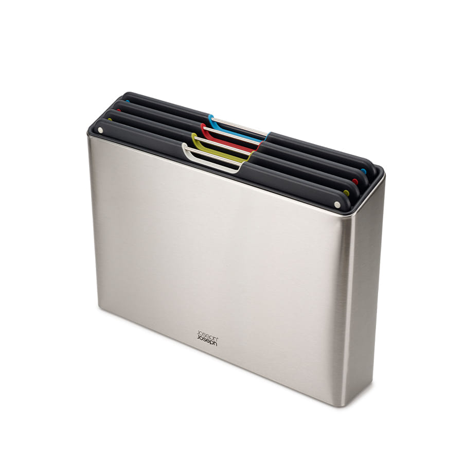 ชุดเขียง 4 ชิ้น พร้อมแท่นเก็บทำจากสแตนเลส Joseph Joseph รุ่น Folio สี Stainless Steel N60170