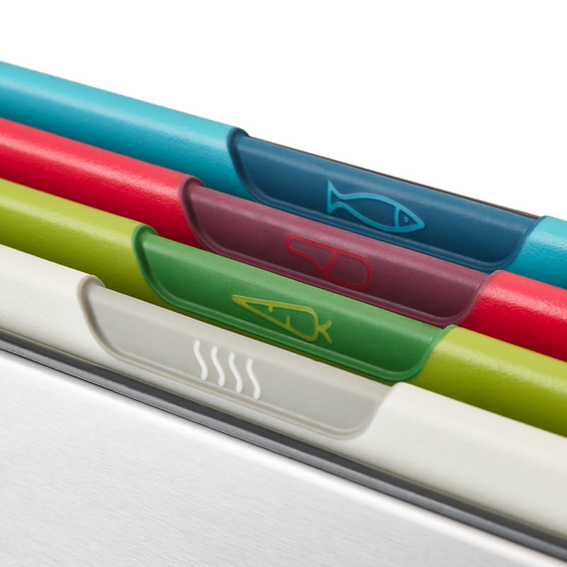 ชุดเขียงแยกประเภทตามการใช้งาน พร้อมที่เก็บทำจากสแตนเลส Joseph Joseph รุ่น Folio Icon Steel สี Multicolour N60226