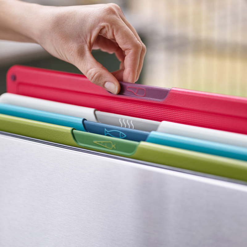 ชุดเขียงแยกประเภทตามการใช้งาน พร้อมที่เก็บทำจากสแตนเลส Joseph Joseph รุ่น Folio Icon Steel สี Multicolour N60226