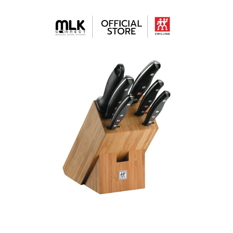 ชุดมีดสแตนเลสสตีลพร้อมบล็อกมีดไม้ ZWILLING รุ่น TWIN POLLUX  มีความคมและทนทาน เซท 7 ชิ้น สีเงิน ด้ามสีดำ  N30756200_0