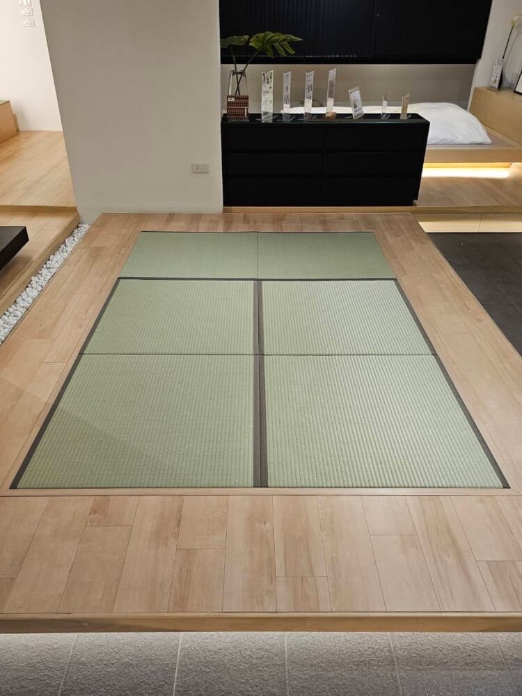 เสื่อทาทามิ MIGUSA TATAMI HIKIME GREEN WITH BOARDER LATTE BROWN_5