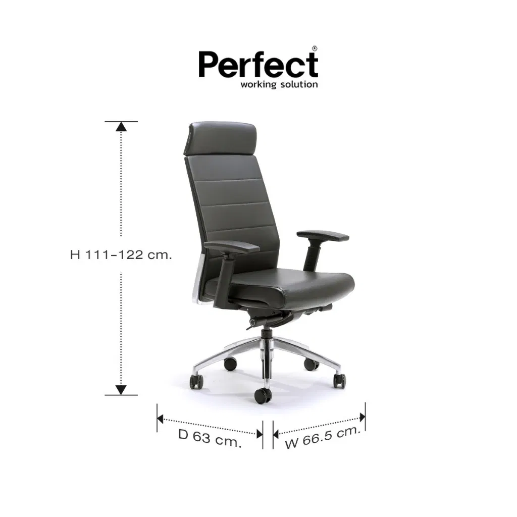 เก้าอี้ทำงานเพื่อสุขภาพ PERFECT รุ่น ZM-411 หุ้มหนัง สีดำ_2