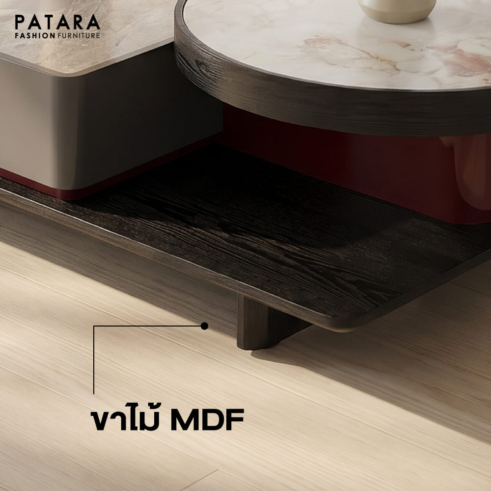 โต๊ะกลาง 2 ระดับ ท็อปเซรามิก PATARA รุ่น SHINKANZEN สีน้ำตาล_3