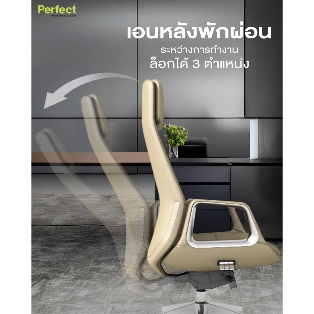 เก้าอี้ทำงานเพื่อสุขภาพ PERFECT รุ่น AKENTA สีครีม_6