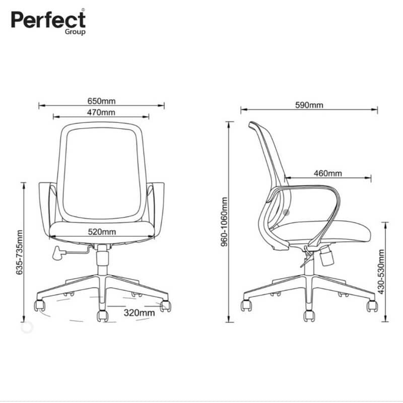 เก้าอี้ทำงานเพื่อสุขภาพ PERFECT รุ่น CIRCLE สีดำ ตัวกลาง_7