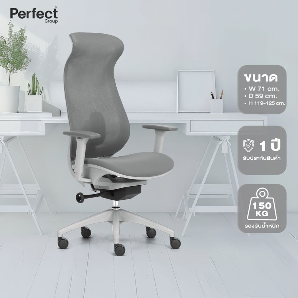 เก้าอี้ทำงานเพื่อสุขภาพ Perfect รุ่น 6237A-HS สีเทา_8