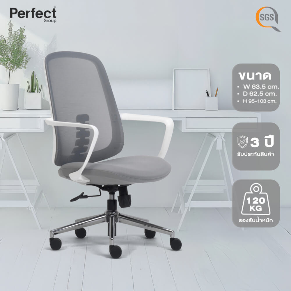 เก้าอี้ทำงานเพื่อสุขภาพ Perfect DRAGONFLY SERIES  รุ่น 501 สีเทา ตัวกลาง_8