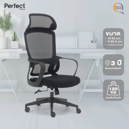 เก้าอี้ทำงานเพื่อสุขภาพ Perfect รุ่น CIRCLE สีดำ ตัวสูง_6