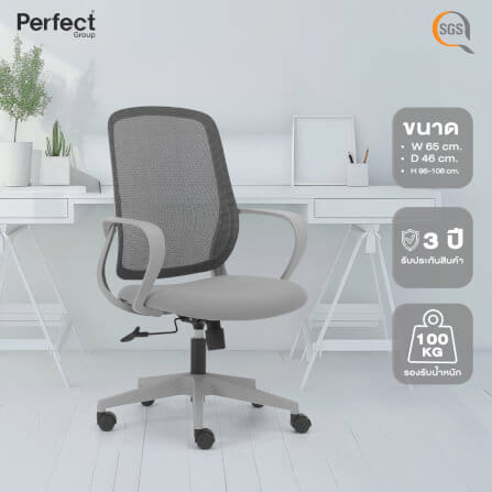 เก้าอี้ทำงานเพื่อสุขภาพ Perfect รุ่น CIRCLE สีเทา ตัวกลาง_6