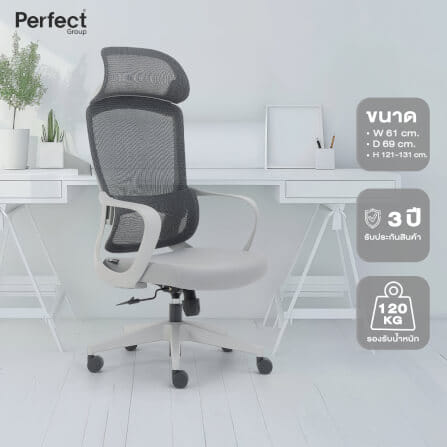 เก้าอี้ทำงานเพื่อสุขภาพ Perfect รุ่น CIRCLE สีเทา ตัวสูง_7