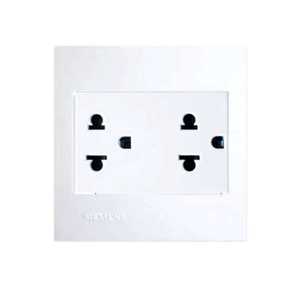 ชุดเต้ารับคู่ 3 ขา มีกราวด์และม่านนิรภัย SIEMENS ขนาด 86MM สีขาว DELTA AZIO SERIES