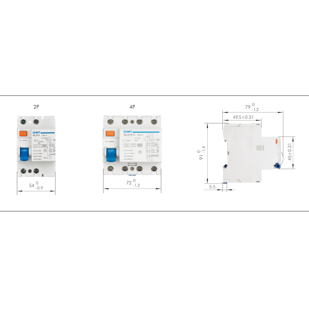เบรคเกอร์กันดูด 25 แอมป์ 1P+N 2 โพล 30MA 10KA CHINT RCCB NL210 TYPE B (FOR EV)_4