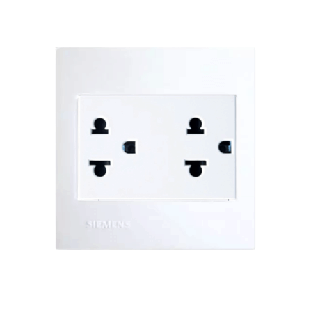 ชุดเต้ารับคู่ 3 ขา มีกราวด์และม่านนิรภัย SIEMENS ขนาด 86MM สีขาว DELTA AZIO SERIES_0