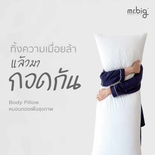 หมอนบอดี้ mr.big หมอนกอด Ergonomic 20x50 นิ้ว สีขาว