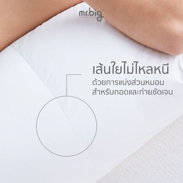 หมอนบอดี้ mr.big หมอนกอด Ergonomic 20x60 นิ้ว สีขาว