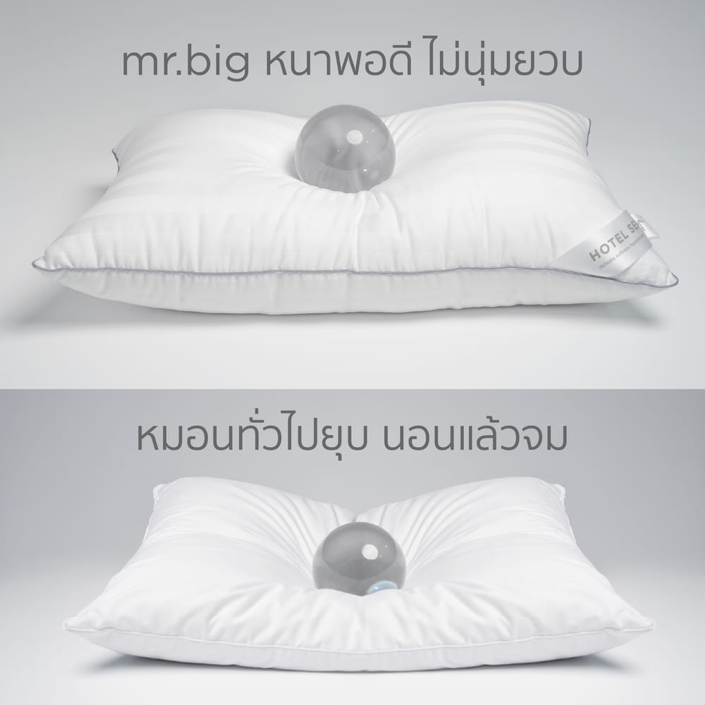 หมอนหนุน MR.BIG HOTEL SERIES TRADITION 19X29 IN แพ็คเดี่ยว 1 ใบ สีขาว