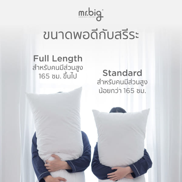 หมอนบอดี้ mr.big หมอนกอด Ergonomic 20x50 นิ้ว สีขาว