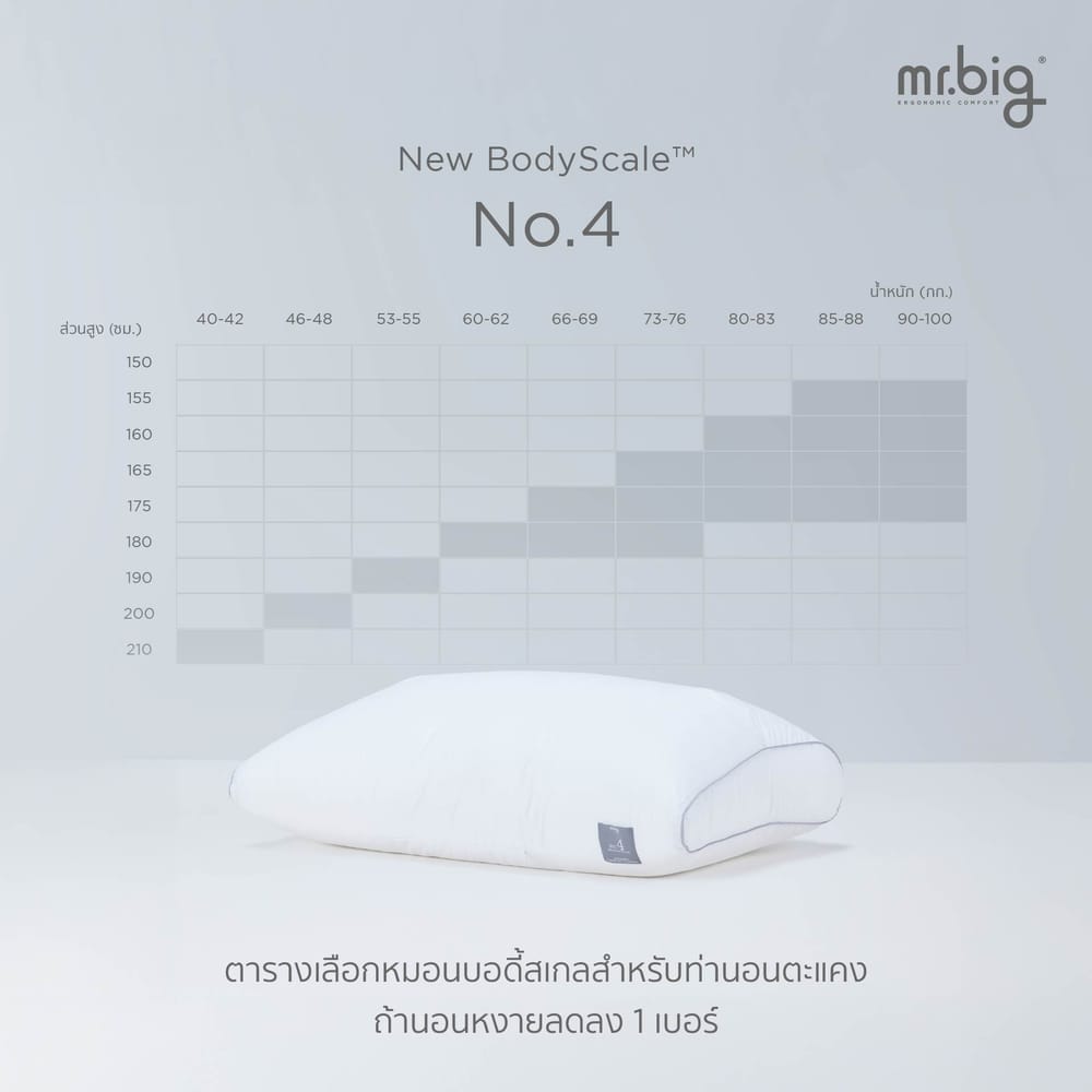 หมอนหนุน ERGONOMIC MR.BIG รุ่น NEW BODYSCALE PILLOW NO.4 สีขาว