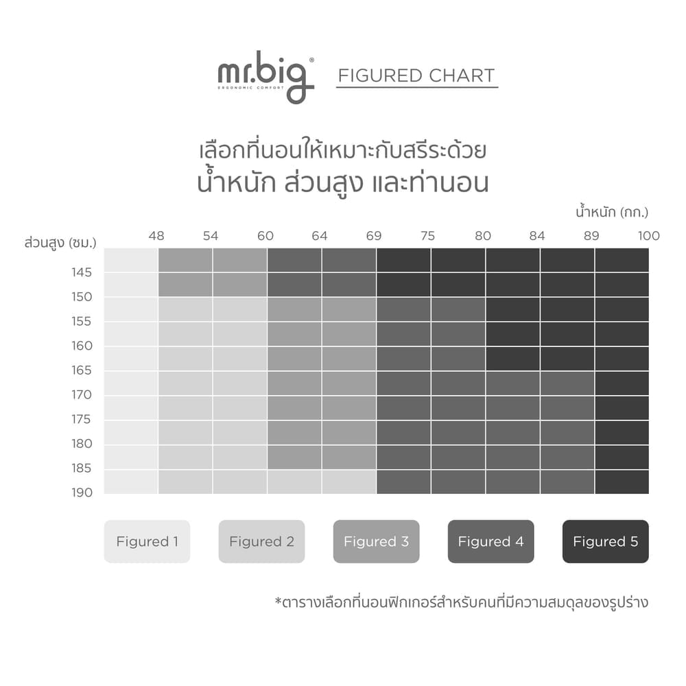 ที่นอน 5 ฟุต mr.big Figured&trade; One สีขาว ที่นอนสำหรับคนตัวเล็กมาก