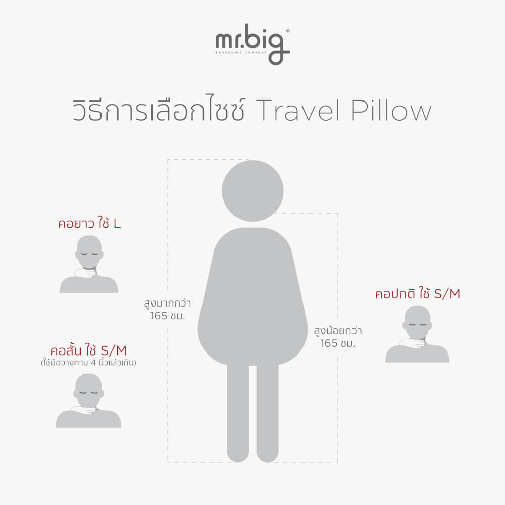 หมอนรองคอ mr.big รุ่น Travel Pillow สีเทาอ่อน (L)_7