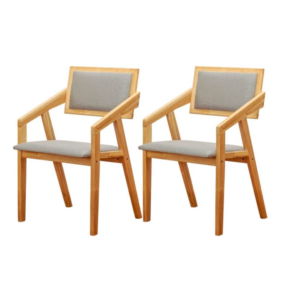 เก้าอี้ห้องอาหารไม้ยางพารา EVERGREEN FURNITURE  เบาะผ้าสีเทา 50X51X84 ซม. สีไม้ธรรมชาติ  2ตัว / กล่อง_0