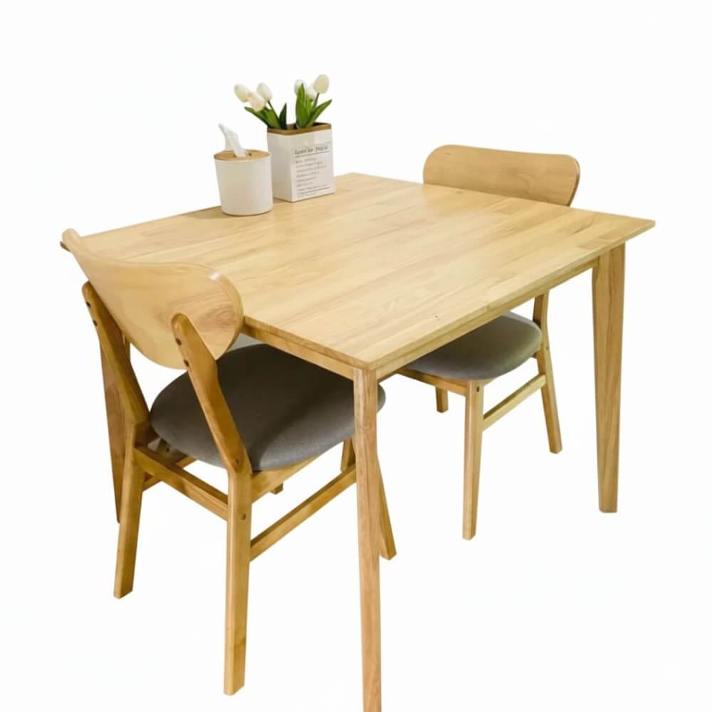 ชุดโต๊ะอาหาร 2 ที่นั่ง EVERGREEN FURNITURE เบาะผ้าสีเทา สีไม้ธรรมชาติ_0