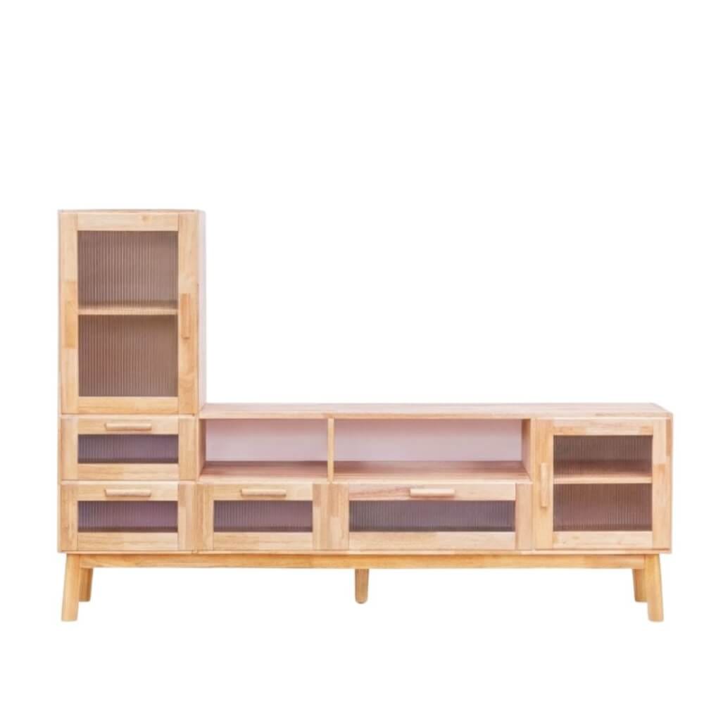ตู้วางทีวี EVERGREEN FURNITURE รุ่น GL-18-FWR-3-4 ไม้ยางพารา สีไม้ธรรมชาติ