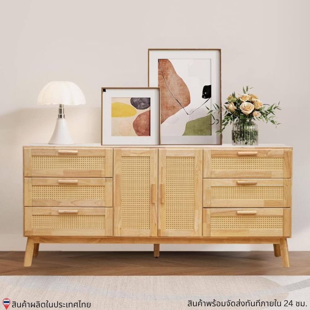 ตู้วางทีวี EVERGREEN FURNITURE  G-6184-4-9FWR 170X40X84  สีน้ำตาลธรรมชาติ_5