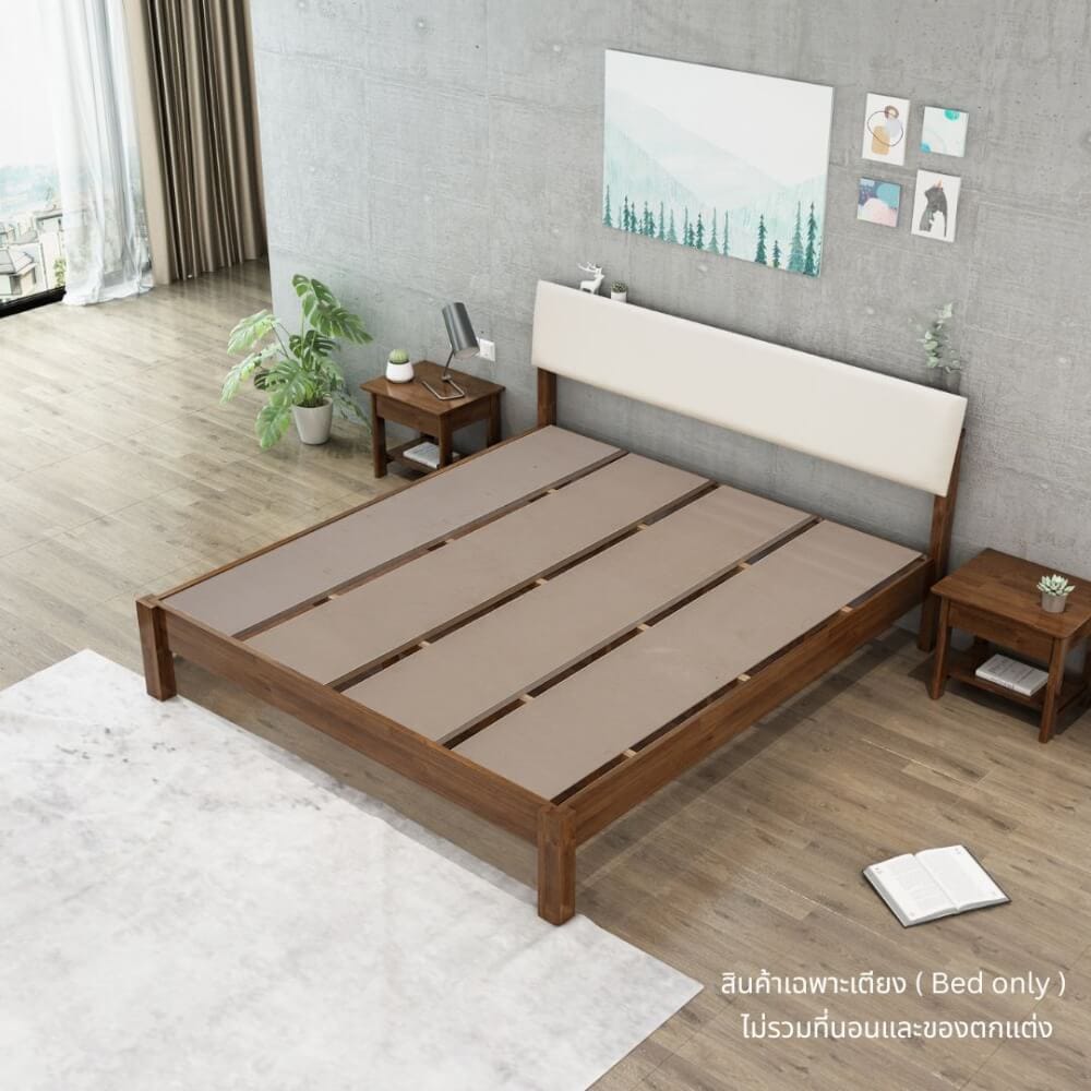 เตียง 5 ฟุต EVERGREEN FURNITURE B-1520-D-PU18 สีไม้เข้ม