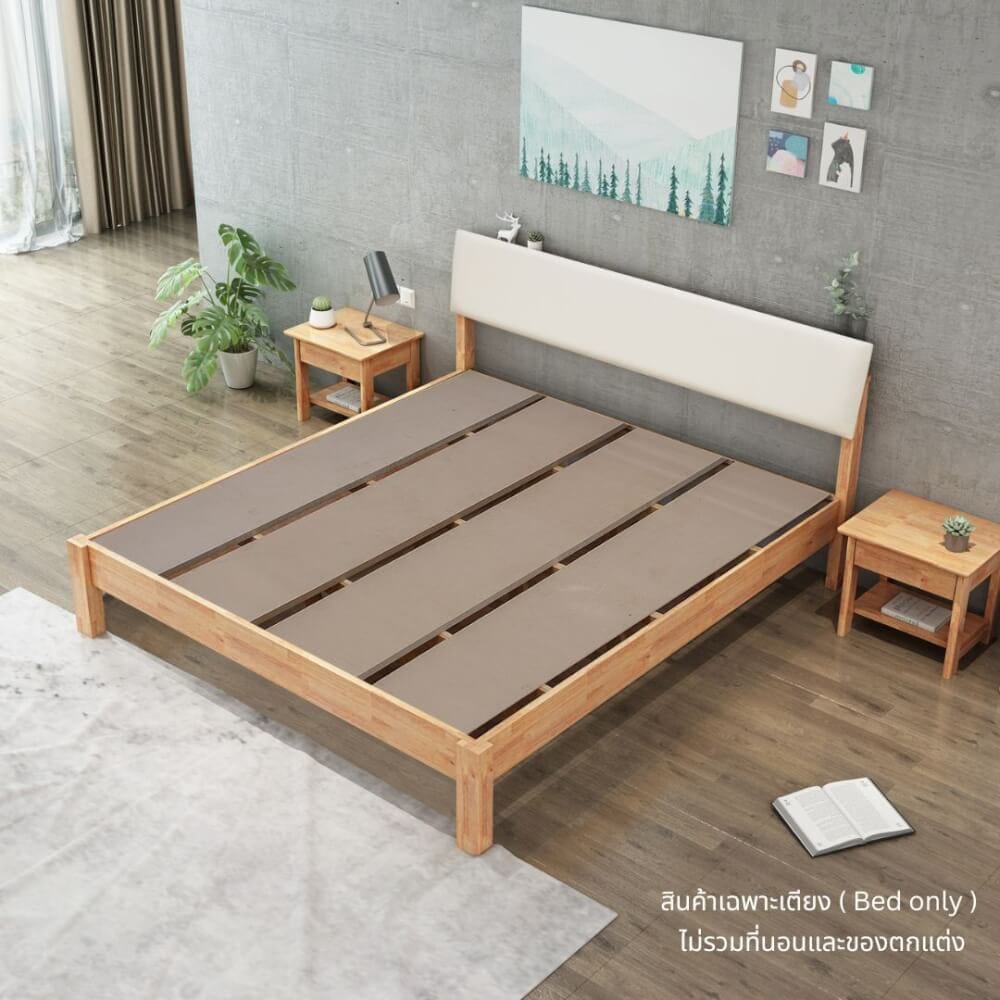 เตียง 5 ฟุต EVERGREEN FURNITURE B-1520-D-PU18 สีไม้ธรรมชาติ