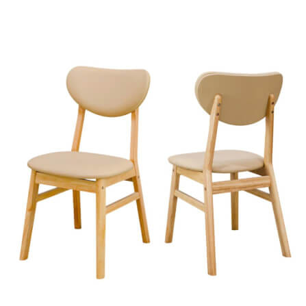 เก้าอี้ทานข้าวไม้ยางพารา EVERGREEN FURNITURE CBP 42X52X85CM สีไม้ธรรมชาติ เบาะหนังสีครีม 2 ตัว / กล่อง_0