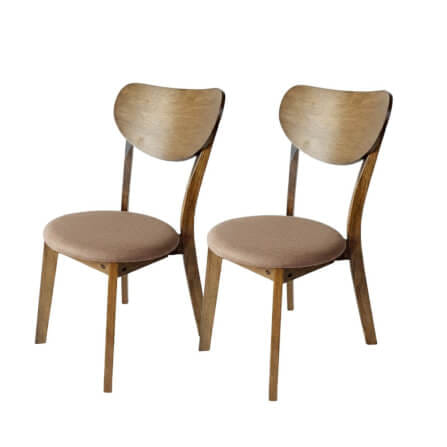 เก้าอี้ทานข้าวไม้ยางพารา  EVERGREEN FURNITURE IK  42X42X76 ซม. สีวอลนัท เบาะผ้าสีน้ำตาล 2 ตัว /กล่อง_0