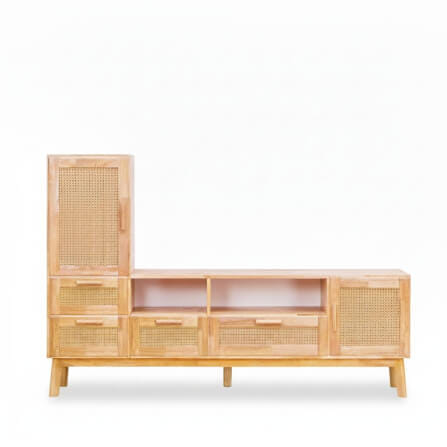 ตู้วางทีวี EVERGREEN FURNITURE รุ่น GL-18-FWR-4-4 Xไม้ยางพารา สีไม้ธรรมชาติ_0