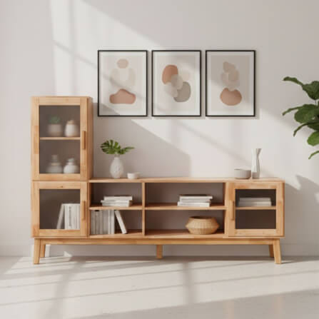 ตู้วางทีวี EVERGREEN FURNITURE รุ่น GL-18-FWR-3-5 ไม้ยางพารา สีไม้ธรรมชาติ_1