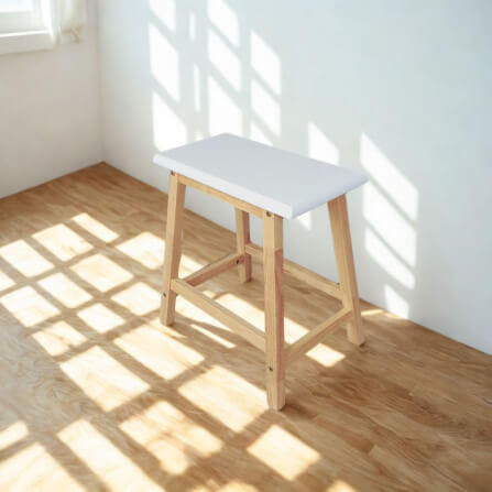 เก้าอี้บาร์ ไม้ยางพาราแท้ เก้าอี้สตูล EVERGREEN FURNITURE STC-18 43X23X45 CM. สีขาว / สีไม้ธรรมชาติ_5