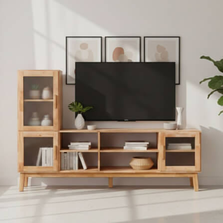 ตู้วางทีวี EVERGREEN FURNITURE รุ่น GL-18-FWR-3-5 ไม้ยางพารา สีไม้ธรรมชาติ_6