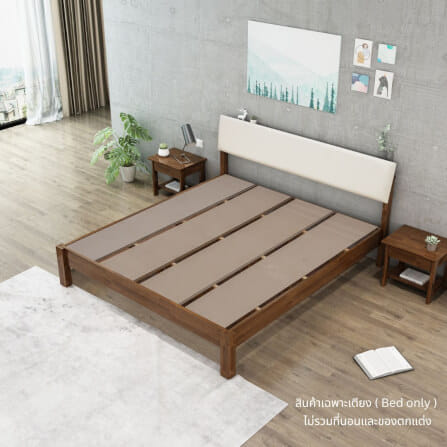 เตียง 5 ฟุต EVERGREEN FURNITURE B-1520-D-PU18 สีไม้เข้ม_2