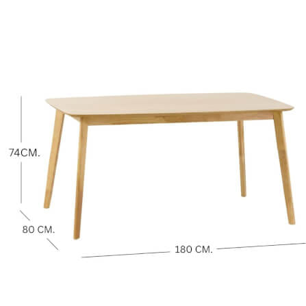 โต๊ะทานอาหารไม้ยางพารา EVERGREEN FURNITURE 180X80X74 ซม. สีน้ำตาลธรรมชาติ_4