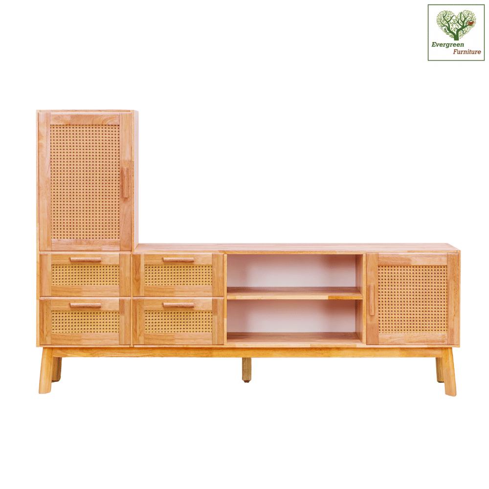 ตู้วางทีวี EVERGREEN FURNITURE รุ่น GL-18-FWR-4-8 ไม้ยางพารา สีไม้ธรรมชาติ_0
