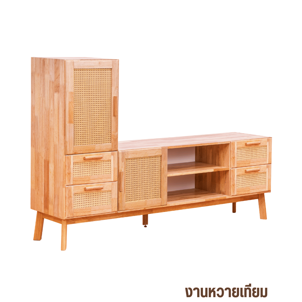 ตู้วางทีวี EVERGREEN FURNITURE รุ่น GL-18-FWR-4-10 ไม้ยางพารา สีไม้ธรรมชาติ_0