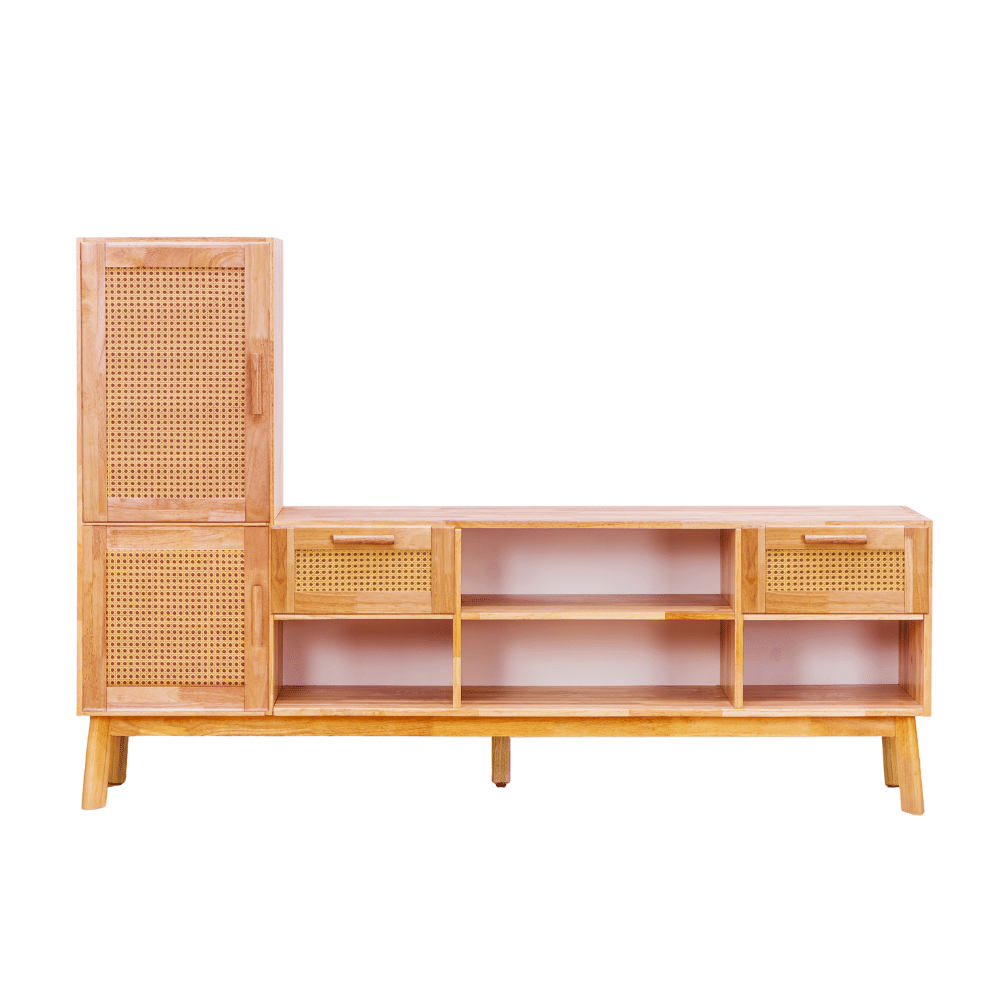 ตู้วางทีวี EVERGREEN FURNITURE รุ่น GL-18-FWR-4-12 ไม้ยางพารา สีไม้ธรรมชาติ_0