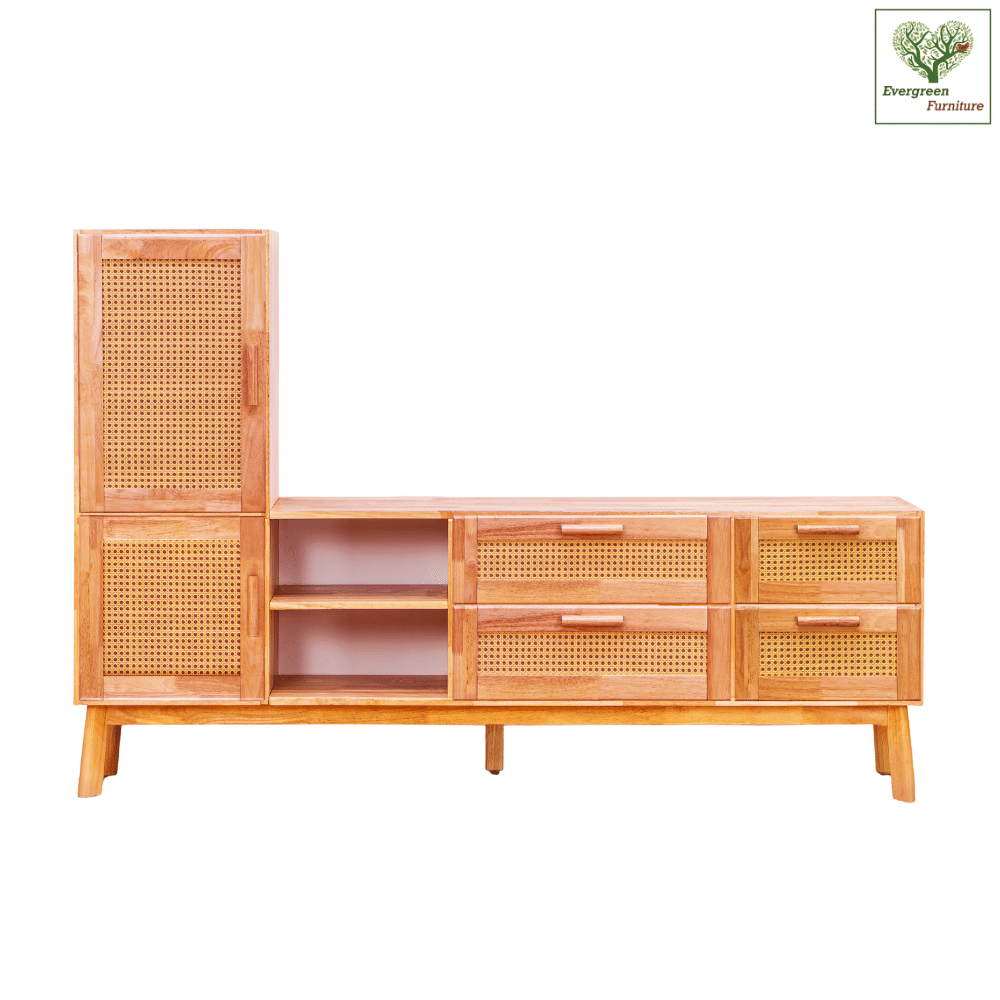 ตู้วางทีวี EVERGREEN FURNITURE รุ่น GL-18-FWR-4-13 ไม้ยางพารา สีไม้ธรรมชาติ_0
