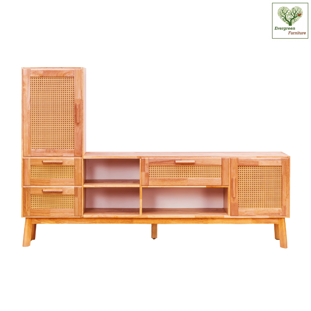 ตู้วางทีวี EVERGREEN FURNITURE รุ่น GL-18-FWR-4-19 ไม้ยางพารา สีไม้ธรรมชาติ_0