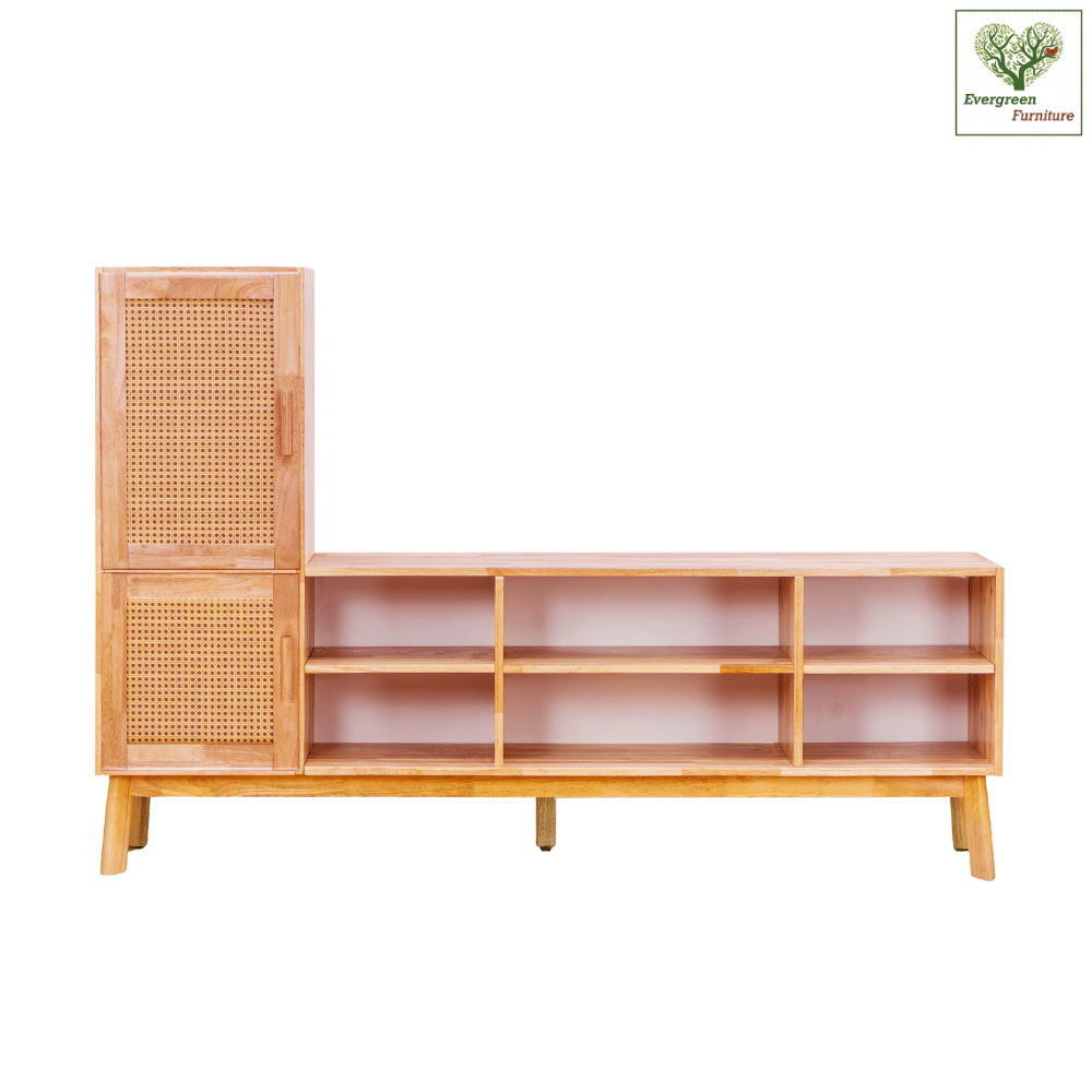 ตู้วางทีวี EVERGREEN FURNITURE รุ่น GL-18-FWR-4-22 ไม้ยางพารา สีไม้ธรรมชาติ_0