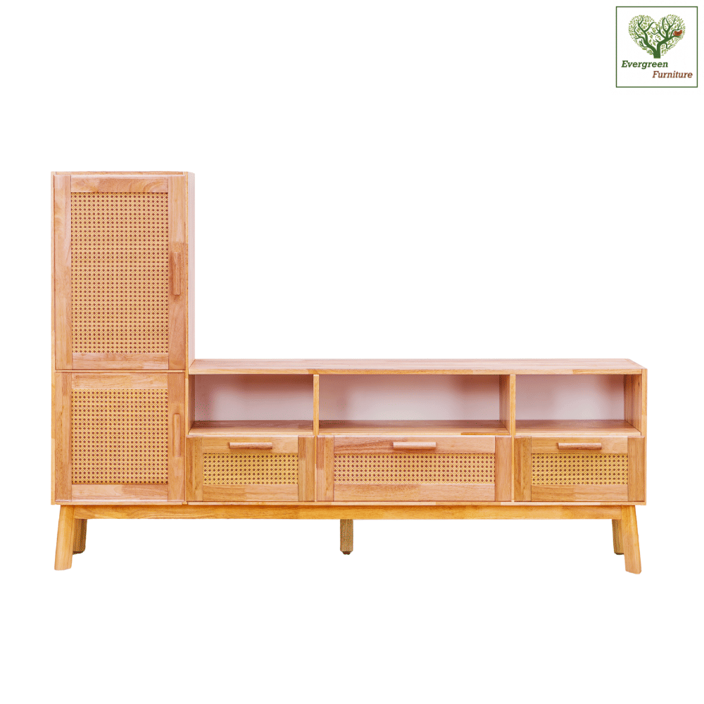 ตู้วางทีวี EVERGREEN FURNITURE รุ่น GL-18-FWR-4-23 ไม้ยางพารา สีไม้ธรรมชาติ_0