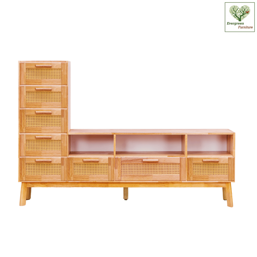 ตู้วางทีวี EVERGREEN FURNITURE รุ่น GL-18-FWR-4-28 ไม้ยางพารา สีไม้ธรรมชาติ_0