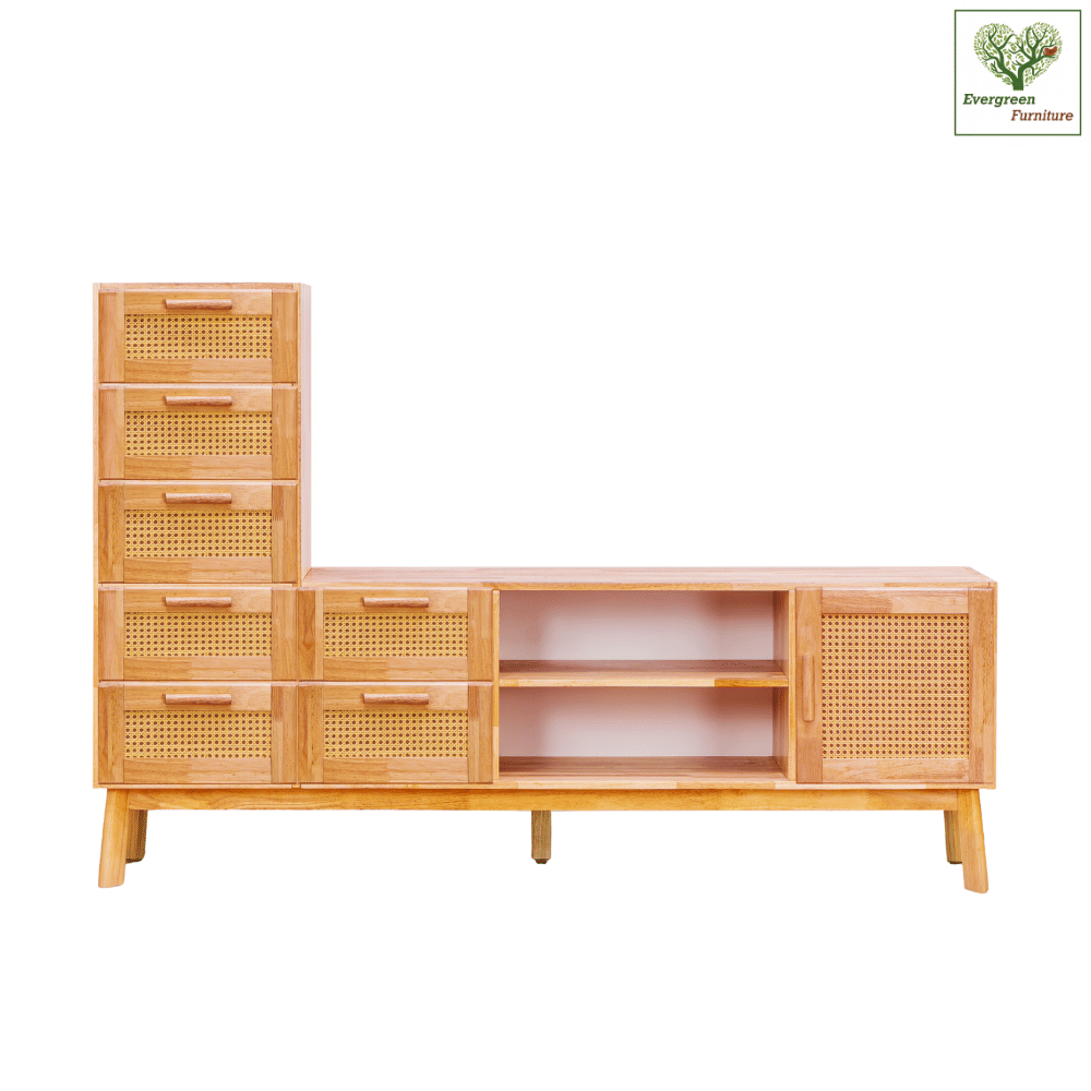 ตู้วางทีวี EVERGREEN FURNITURE รุ่น GL-18-FWR-4-33 ไม้ยางพารา สีไม้ธรรมชาติ_0