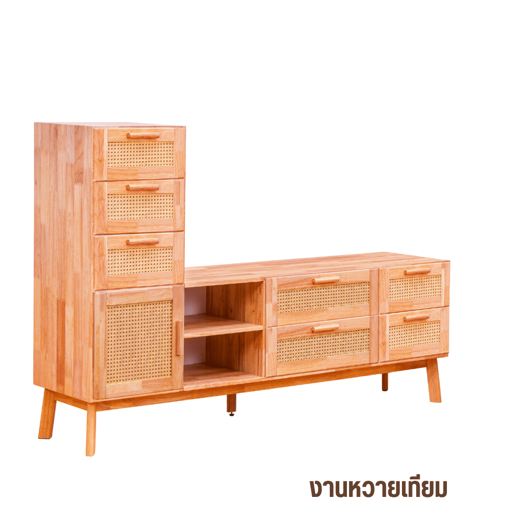ตู้วางทีวี EVERGREEN FURNITURE รุ่น GL-18-FWR-4-38 ไม้ยางพารา สีไม้ธรรมชาติ_0