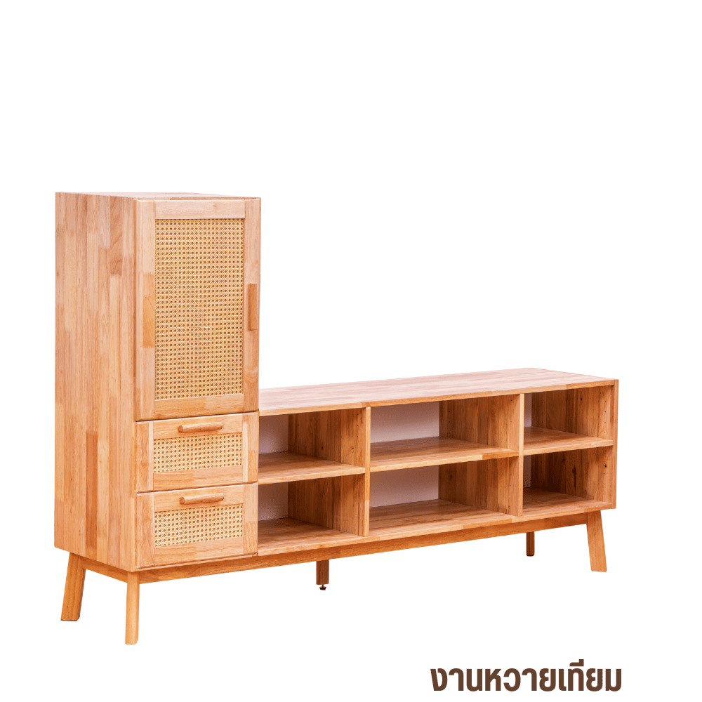 ตู้วางทีวีไม้ยางพารา EVERGREEN FURNITURE รุ่น GL-18-FWR-4-1  สีไม้ธรรมชาติ_1