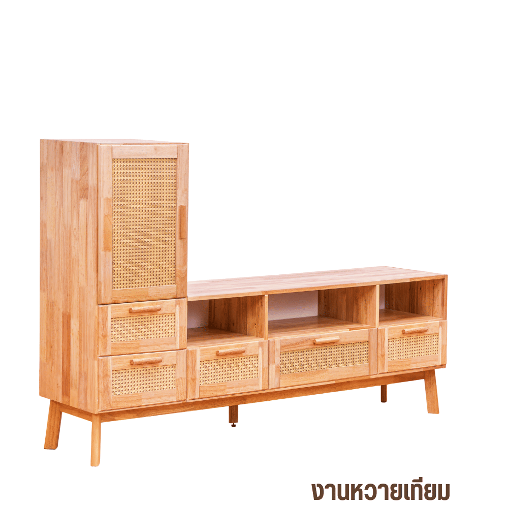 ตู้วางทีวีไม้ยางพารา EVERGREEN FURNITURE รุ่น GL-18-FWR-4-3  สีไม้ธรรมชาติ_1